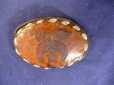 Vintage Shriners Handmade Leather Belt Buckle