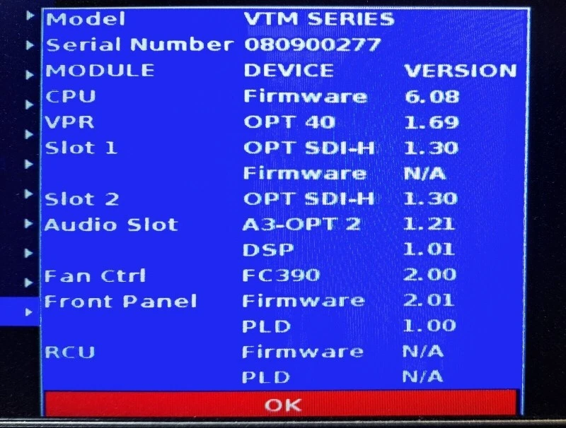 Harris VTM4140PKG Waveform Monitor OPT 40. OPT SDI-H, OPT A3-OPT 2 - Image 3 of 4