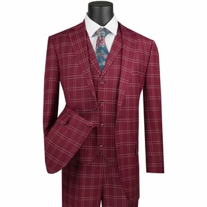 burgundy checkered suit