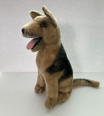 Vintage R. Dakin Stuffed German Shephard Dog 1975 Plush 14'' Tall Black & Tan
