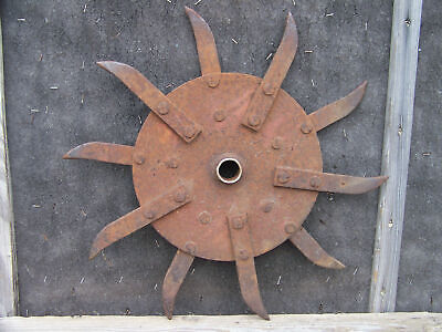 John Deere Steel Spike Wheel Cultivator  Industrial Steampunk Garden  SUN Art!