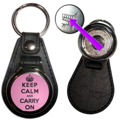 Rosa Keep Calm and Carry On Medaillon Schlüsselring versteckt £1/£1 Medaille (61 mm x 39 mm)