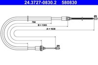 ATE 24.3727-0830.2 Seilzug, Feststellbremse FüR Peugeot