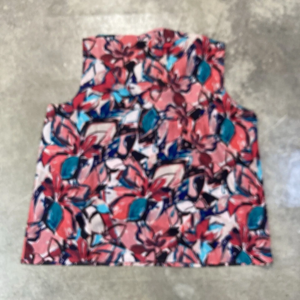 Blusa Nipon Boutique Feminina 2X Multicolor Flamingo Sem Mangas Escritório Decote Amarrado - Imagem 4 de 4