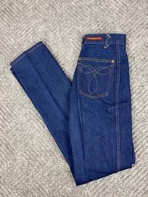 Vintage 80's Levis Denim Jeans Womens 24x23 Blue Embroidered RARE NOS