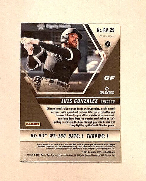 2021 Mosaic Choice Rookie Variation Silver #RV-29 Luis Gonzalez Rc White Sox - Image 2 of 2