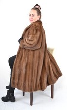 US5259 REAL SAGA MINK FUR COAT RANCH MINK JACKET DEMI BUFF SIZE XL - NERZMANTEL