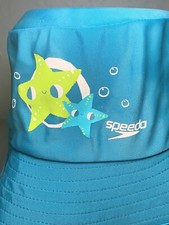 Speedo Boys Or Girls Sun/Swim Cap Hat with Chin Strap UV50 Block the Burn