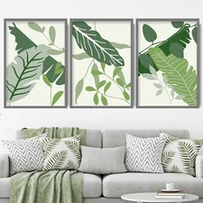 Set of 3 TROPICAL LEAVES Deco Gallery Wall Art Print Poster Botanical Set 2
