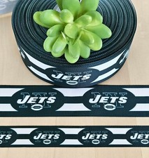 7/8  1.5" 1 YD New York Jets Grosgrain Ribbon Football Lanyard Cheer Bow
