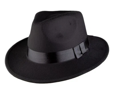 WICKED COSTUMES Black Fedora Hat Swiftie Adult Fancy Dress Gangster Costume Accessory