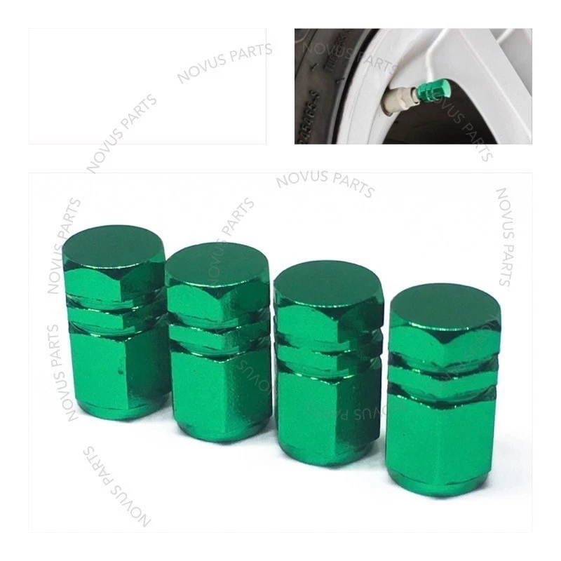  4x Cubierta de vástago de válvula hexagonal verde con llanta de anillo de goma para Ram 4000 1500 2500 Foto 4 de 4