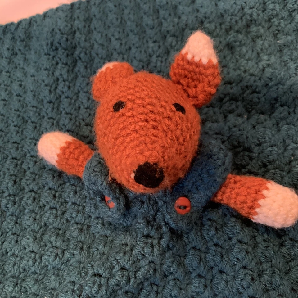 Manta de seguridad Lovey marrón verde azulado profundo punto zorro ganchillo Foto 2 de 4