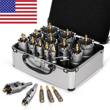 Carbide Hole Saw Kit 16Pcs – Carbide Hole Saw Set 9/16" to 2-1/8" for Metal US