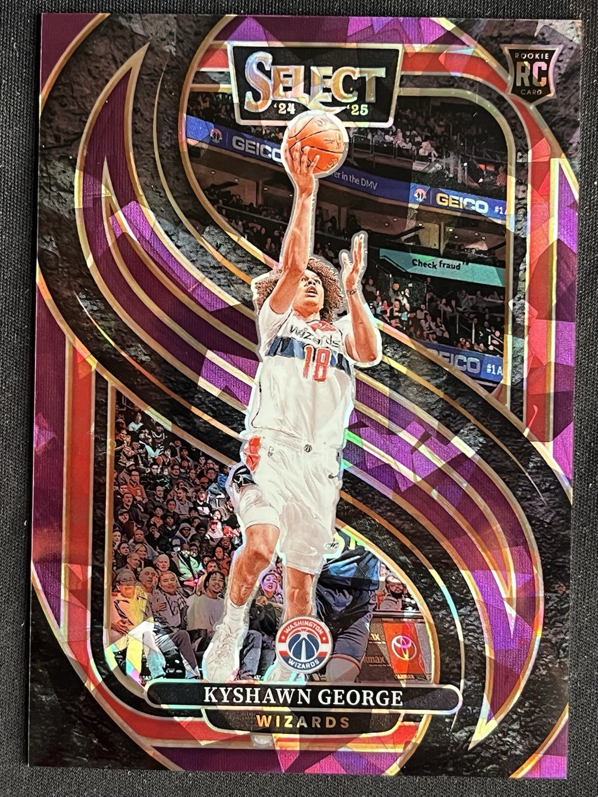 Panini 2024-25 Select Kyshawn George Wizards Premier Purple Prizm RC #177 /99