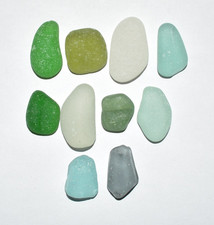 Genuine Sea Glass Lime Olive Green Seafoam Blue White Real Beach Glass Rare