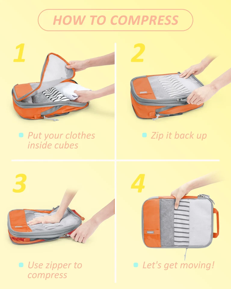 H 6er Set Kompressionswürfel Reise Organizer | Leicht, Robust, Gepäck Taschen - Bild 4 von 4