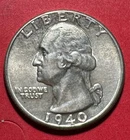 1940 Choice Uncirculated US Washington SILVER Quarter! "Philadelphia" Mint! Coin