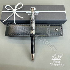 MONTBLANC Meisterst&uuml;ck Black Fountain Pen Platinum Trim w/ Leather Pouch Rare