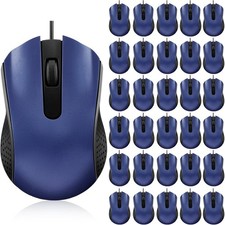 30 Pcs USB Wired Mouse Computer 3 Button Mice Bulk Corded for Blue
