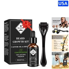 Rejuvenating Beard Growth Kit: 2oz Biotin Oil & Massager for Healthy Facial Hair
