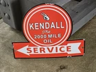 Vintage1950's Porcelain Kendall Service  Sign Plate Size