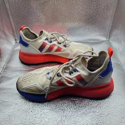 Adidas ZX 2K Boost Sneakers Cloud White/Solar Red/ Blue Women's Sz 5.5