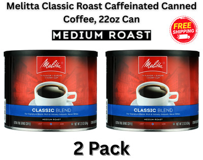 Melitta Classic Roast Caffeinated Canned Coffee, 22oz Can NEW