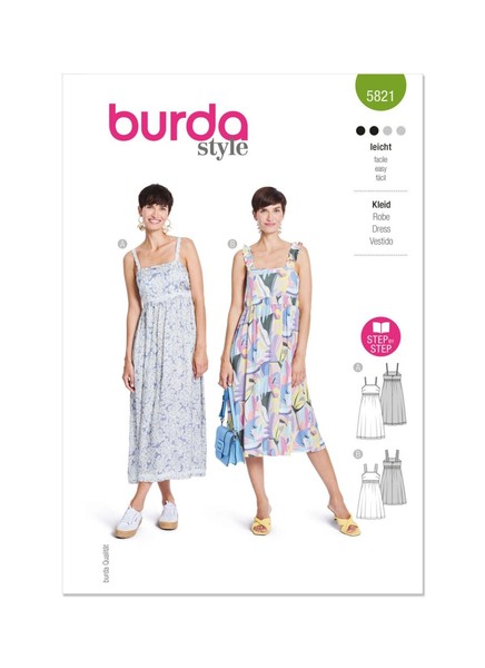 Burda 5821 Kleid Hemd Misses NäHen Muster GrößEn 10-22 FäHigkeit: Einfach-image