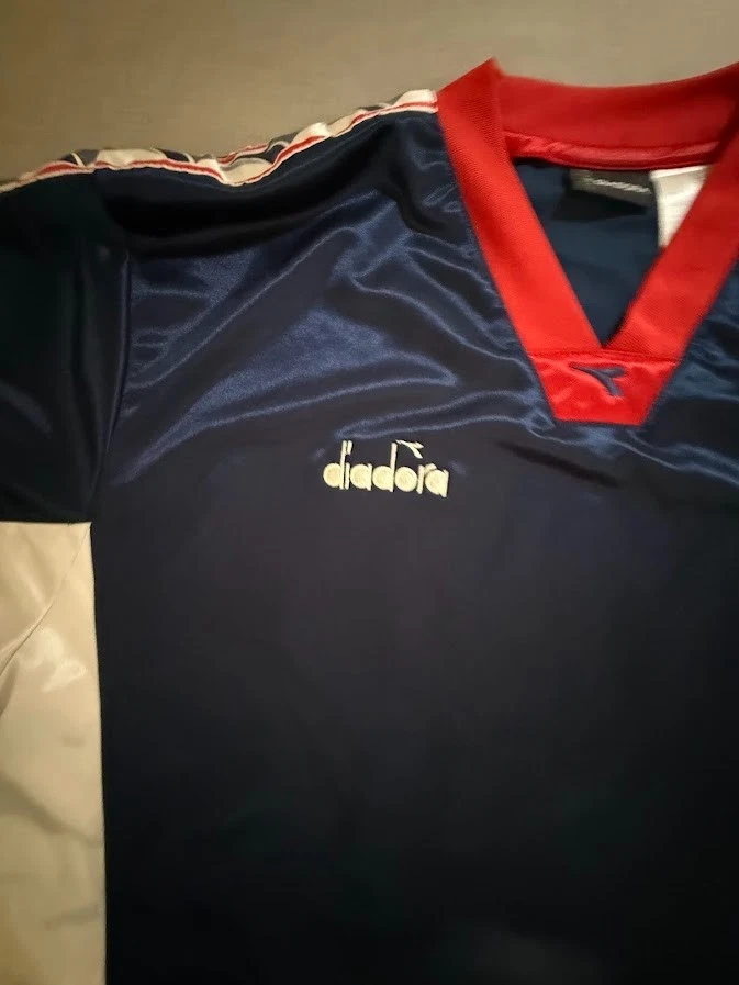 Jersey vintage Diadora Julmisse #15 para hombre grande azul manga corta pulóver años 90. Foto 2 de 4