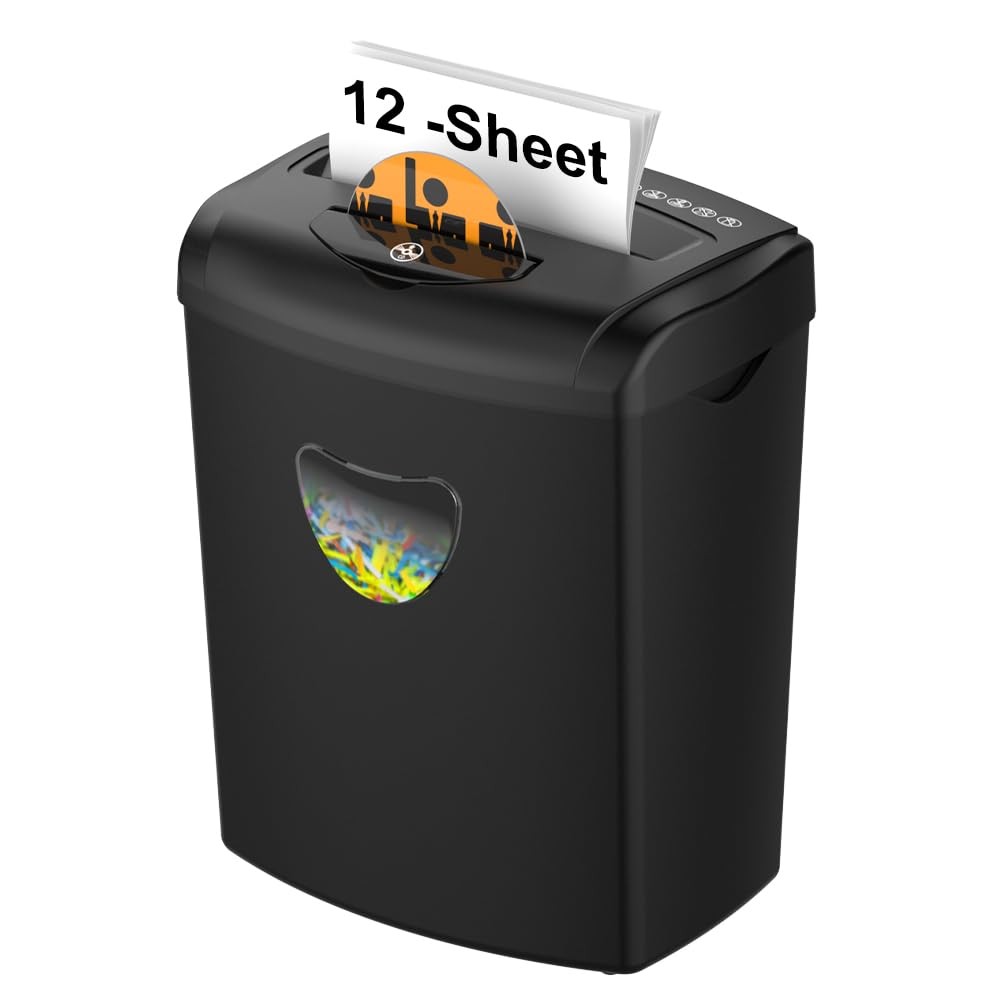 12-Sheet Cross Cut Paper Shredder with Large 5.55-Gallon Bas