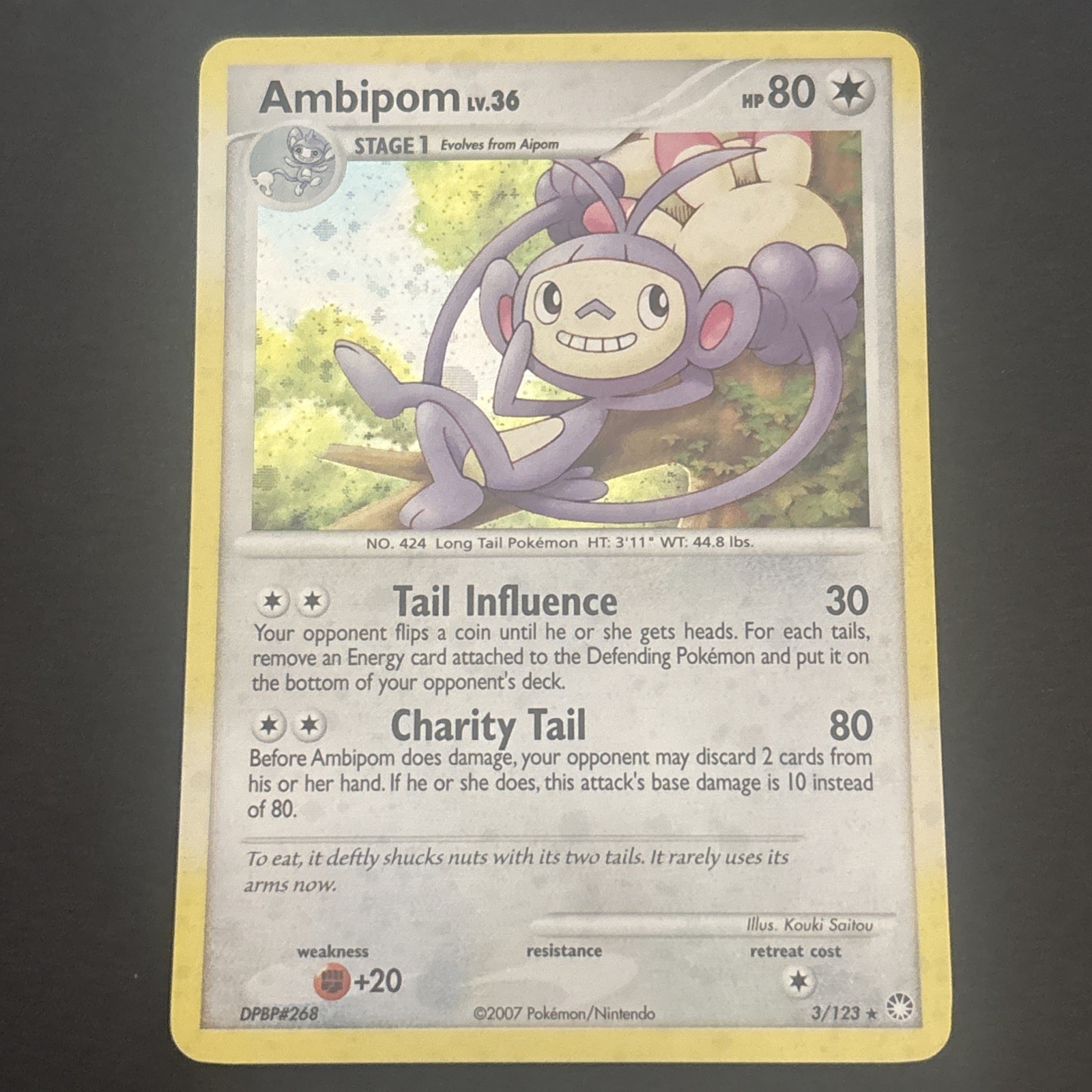 Ambipom LV.36 3/123 Holo D&P Mysterious Treasures Rare Pokemon TCG NM 2007