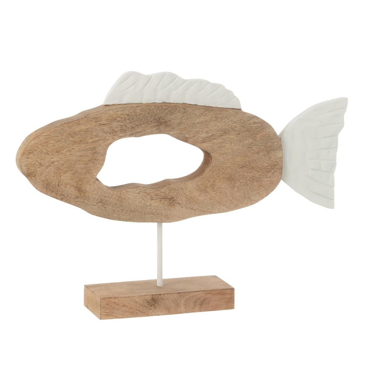Statuette poisson bois massif Vernon de 36 cm, sculpture d'artisanat d'art contemporain