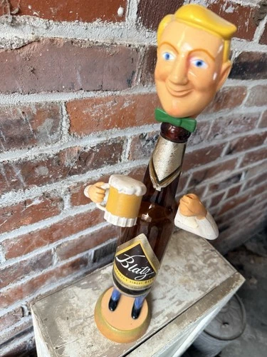 Blatz Beer Vintage Bottle Figure Man with Mug Sign Advertising Brew