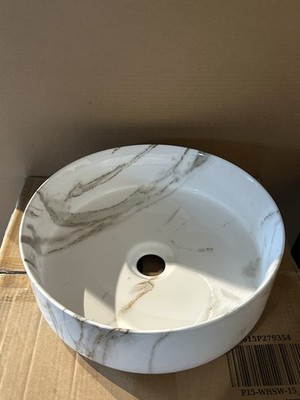 Avex Ceramic 14.17 In. Round Bathroom Vanity Vessel Sink White