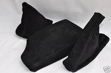 F�R BMW E36 ARMRESTBEZUG + SET GAITER SCHWARZ PU SUEDE CUSTOM NEU IN GBR