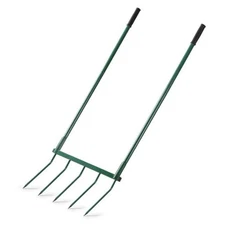Broadfork Garden Tool with Steel Handle Heavy Duty Five Tines Broad Fork for 