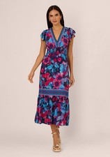 Adrianna by Adrianna Papell Women's Smocked-Waist Flutter-Sleeve Dress Size 16