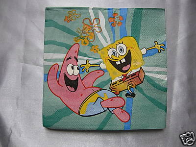 20 Napkins For Children Boy's Birthday Party Tableware Sponge Bob