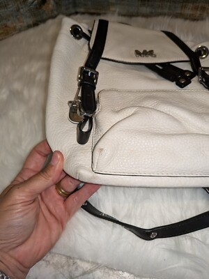 Michael Kors White Backpack With Black Accents And Chain  display picture 2