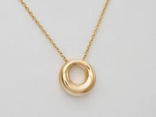Chaumet Annaud Necklace 18K Yellow Gold Circle Pendant on Chain Vintage