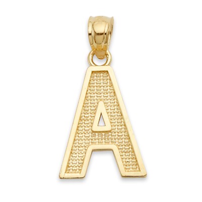 10K Massiv Gold Initialen Anhänger - Poliert Individuell Buchstabe A-Z Alphabet Charm