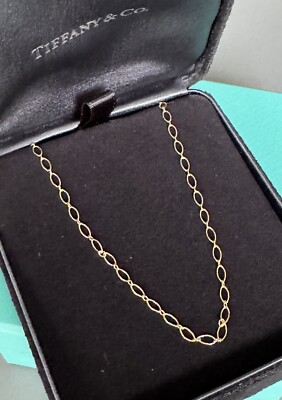 Tiffany & Co 18K Yellow Gold Oval Link Chain Necklace Or Choker 16.1/4 