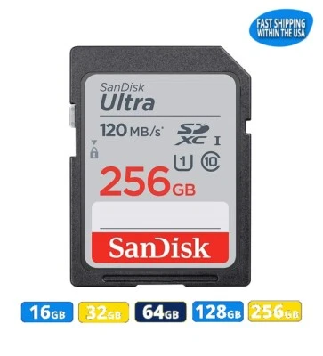 Sandisk SD Card 32GB 64GB 128GB 256GB Ultra Memory Card for Cannon Nikon & Sony