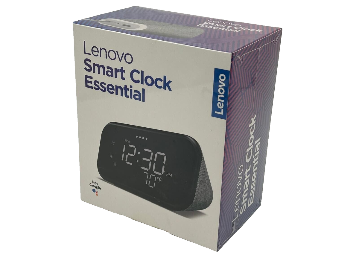 Lenovo Smart Clock Essential 4' LED Screen Google Assistant Grey (US  version)