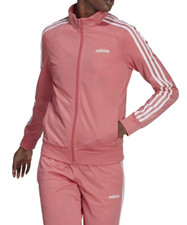 Adidas Essentials Warm-Up Pink 3-Stripes Set Track Jacket  Pants Woman Medium