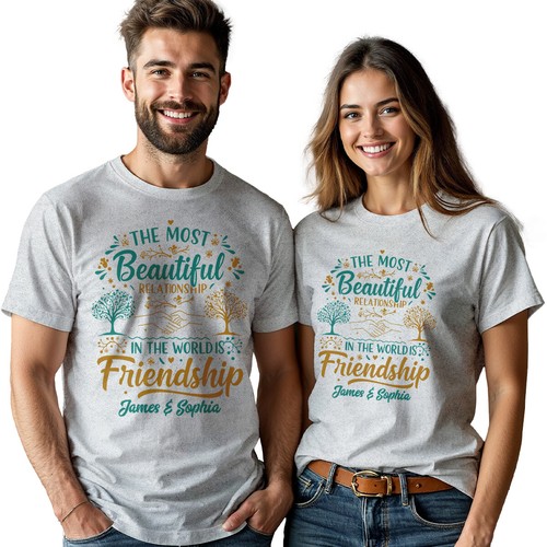 T-Shirt Personalizzata Uomo Donna Bella Relazione Best Friends Day #BFD - Foto 18 di 29