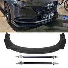 Front Bumper Lip Spoiler Splitter Glossy Black Strut Rod For Mazda 6 2003-2021