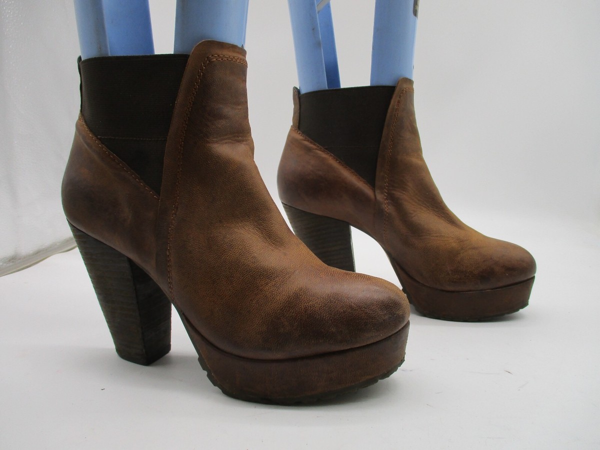 Steve Madden Randaal Cognac Platform Ankle Gore Booties 