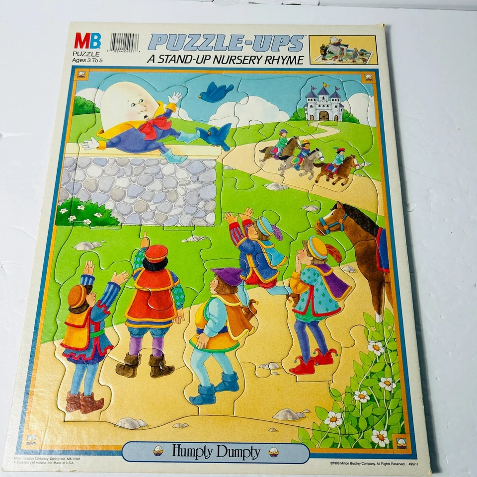 Bandeja de rima infantil de pie Humpty Dumpty Puzzle Ups 1988 de colección edades 3-5 Foto 2 de 4